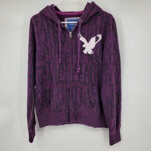 Vintage American Eagle Fleece Y2K Printed Embroidered Zip Up Hooded Sweatshirt X